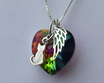 Rainbow Bridge Cat Loss Necklace - Pet Memorial - Loss of Cat Gift - Cat Sympathy Gift