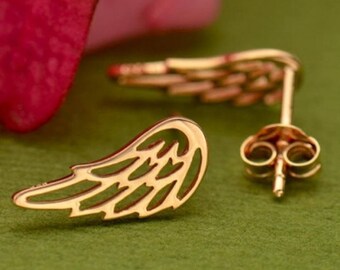 Rose Gold Openwork Wing Post Earring in 18K Rose Gold Plate