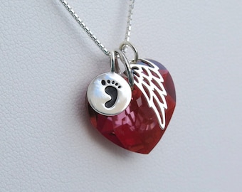 Miscarry Gift - Miscarry Necklace - Miscarry Jewelry- July Birthstone -Miscarriage Gift - Miscarry Gift-  January Birthstone - Angel