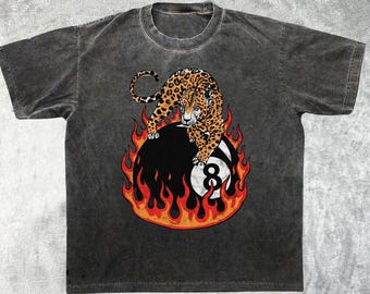 Lucky Leopard 8-Ball Graphic Tee, Retro Comfort Colors T-Shirt