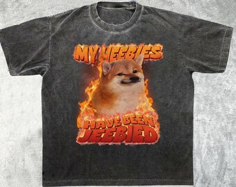 「My Heebies Have Been Jeebied」シャツ、面白いミームTシャツ、レトロなダメージ加工グラフィックTシャツ