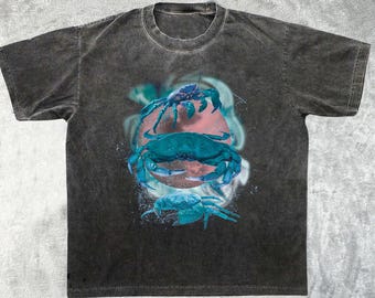 Three Crabs-shirt met print, vintage Crustacean Moon-shirt