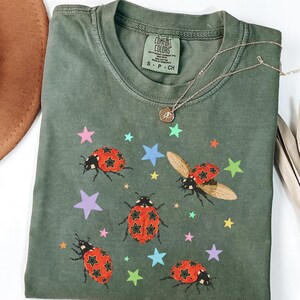 Ladybug Star Graphic Tee, Celestial Insect Nature Lover Shirt