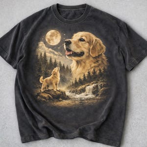 Comfort Colors Golden Retriever Howling to the Moon Tee, Vintage Dog Mom Shirt