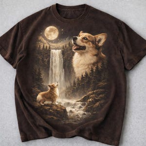 Comfort Colors Corgi Howling to the Moon Shirt, Vintage Graphic Tee, Dog Lover Gifts