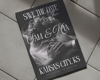 Save The Date Hochzeitsfoto einladen, druckbare Hochzeitseinladung, ästhetische trendige moderne - vollständig anpassbar