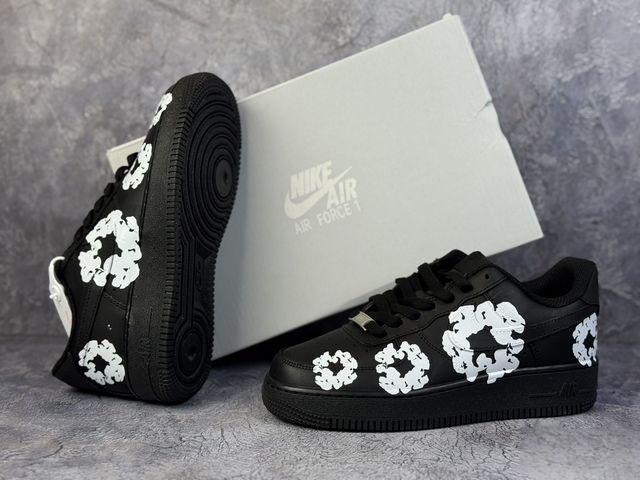 Custom AF1 Sneakers – Black Denim Tears Inspired Design | Hand