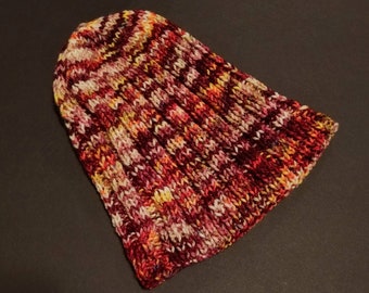 Golden Pheasant Hat ~ Hand Knit Beanie Hat ~ Winter Hat ~ Women's Red Knit Beanie Hat ~ Gift for Her