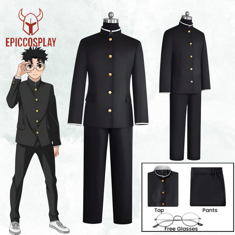 Like as Ken Takakura Cosplay Costume School Uniform Glasses Black ...