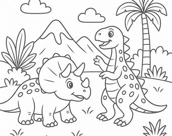 100 Dinosaur Coloring Pages | Printable PDF | Kids & Adults | Tyrannosaurus, Triceratops, Jurassic | Dinosaur Coloring Pages