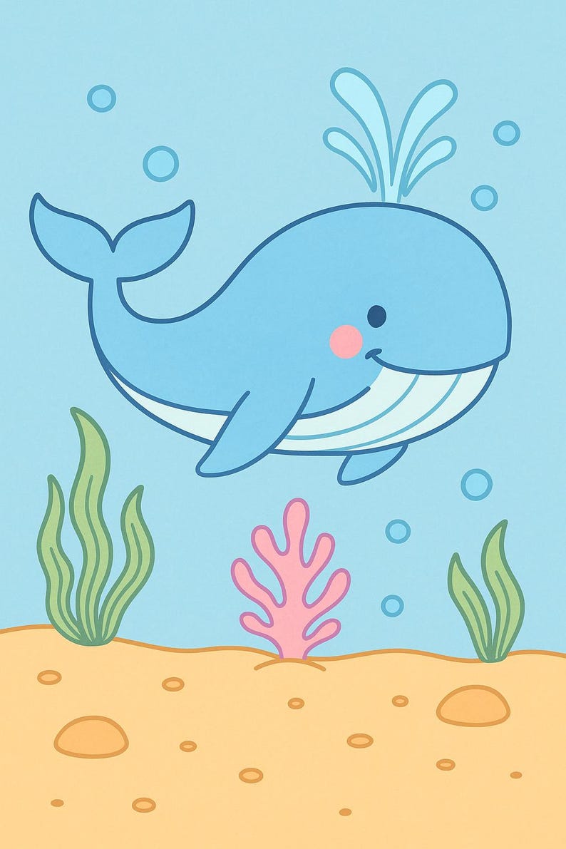 50 Cute Sea Animals Coloring Pages for Kids | Kawaii Ocean Creatures ...