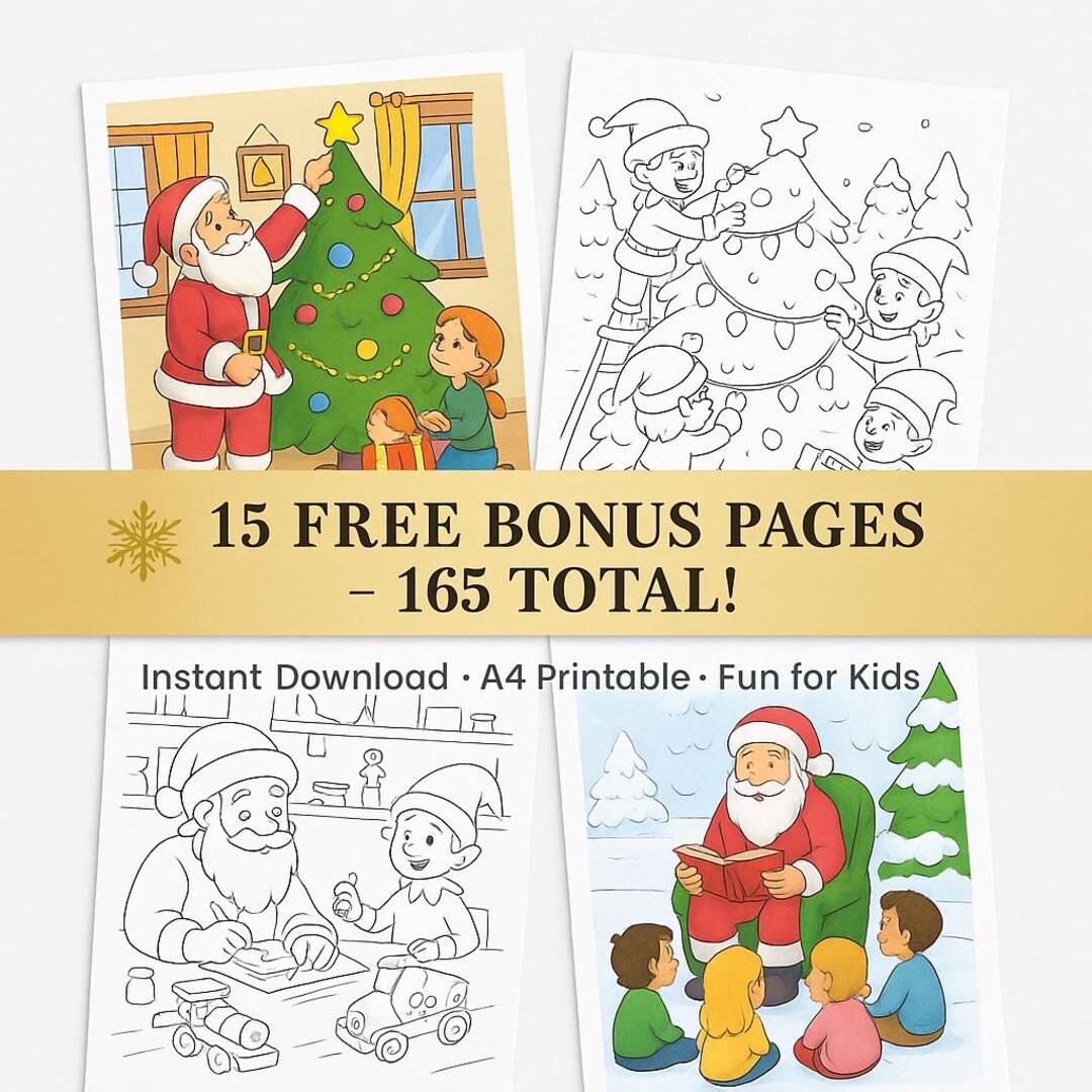 165 Christmas Coloring Pages Bundle | 150 + 15 FREE Bonus Pages ...