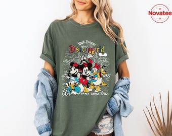 Retro Where Dreams Come True Disney World Shirt, Vintage Mickey & Friends Family Trip Tee, Disney Matching Shirts, Disney Family Trip Gift