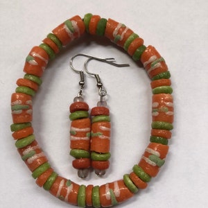 Orange and Green Ghana Jewelry Set