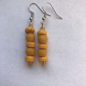 Yellow Recycled Glass Earrings