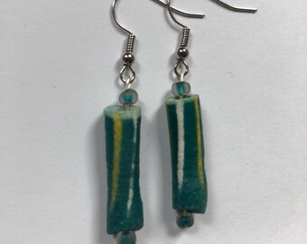 Turquoise Recycled Glass Earrings