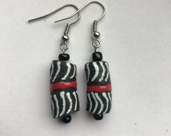 Black and Red Tribal Earrings