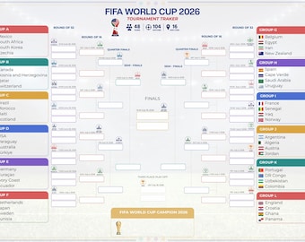 2026 World Cup Printable Bracket, Soccer Tournament Tracker (Instant Download)