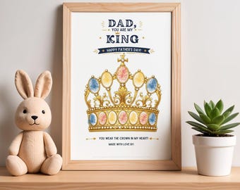 Dad King Father's Day Card, Crown Keepsake Craft (Digital Download)