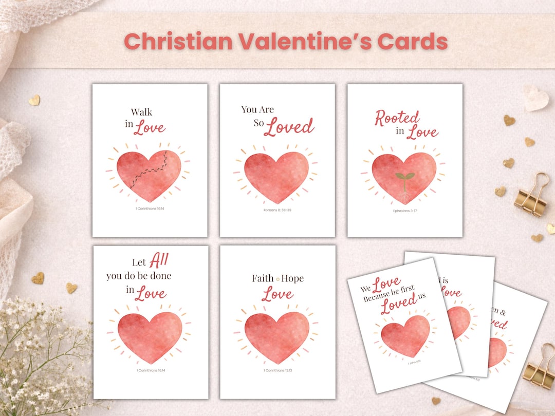 Christian Valentine Cards | Bible Verse Printable Set (PDF Download) - Etsy