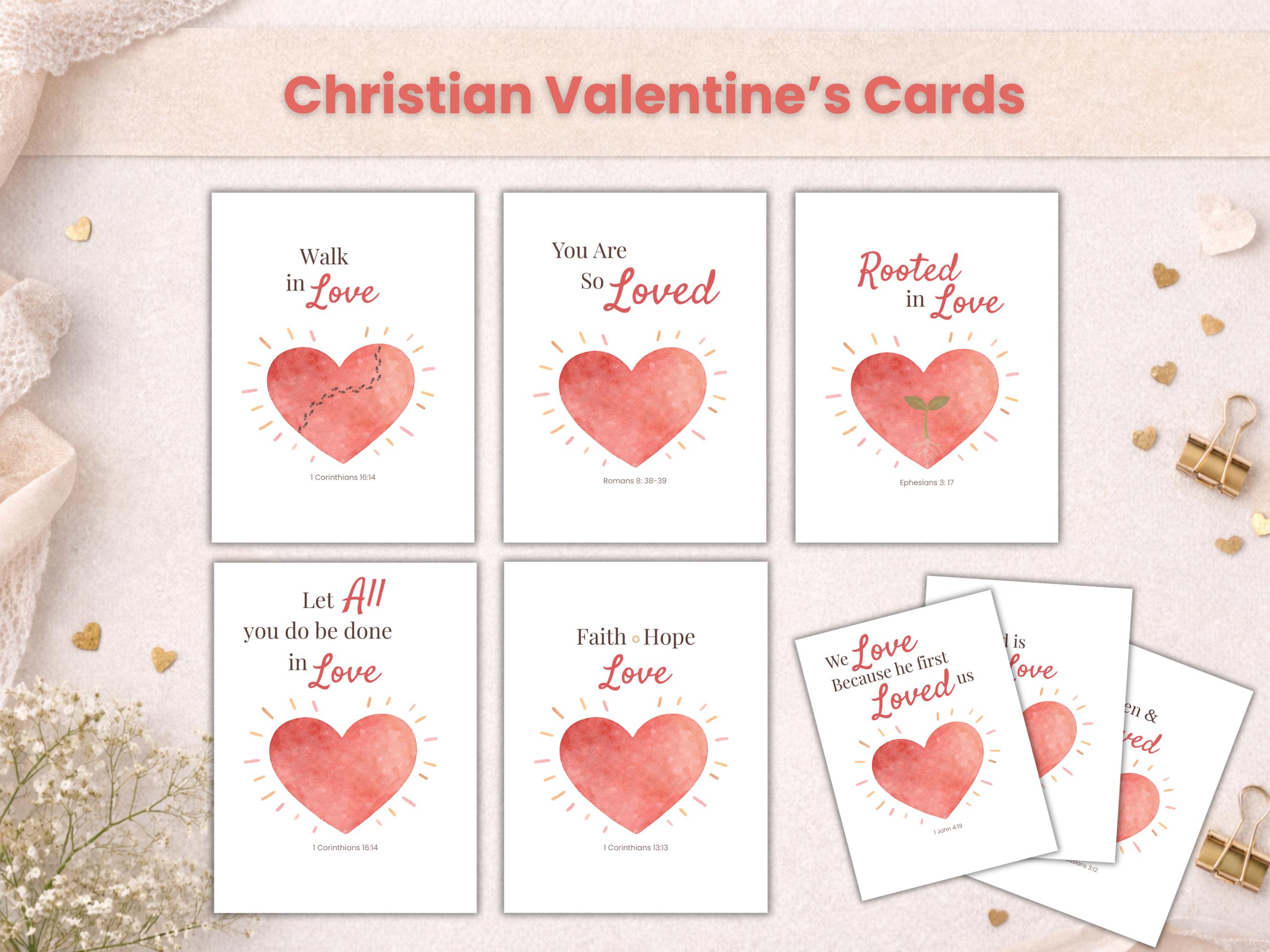 Christian Valentine Cards | Bible Verse Printable Set (PDF Download) - Etsy