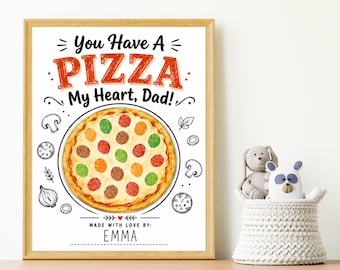 Pizza My Heart Dad Fingerprint Craft, Kids Father's Day Keepsake Card (Instant Download)