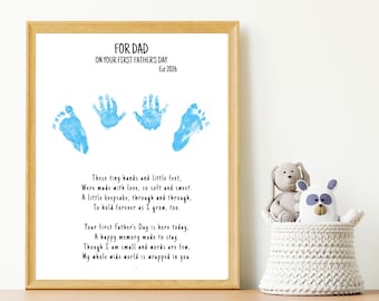 First Father's Day Handprint Footprint Art, Baby Keepsake Gift (Est 2026)