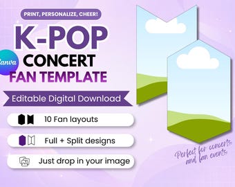 K-Pop Concert Fan Template | BTS ARMY Sign Layouts (Digital Download)