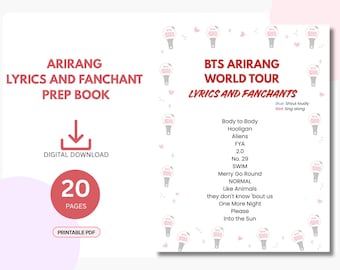 BTS Arirang World Tour Lyrics Fanchant Guide (Digital PDF)