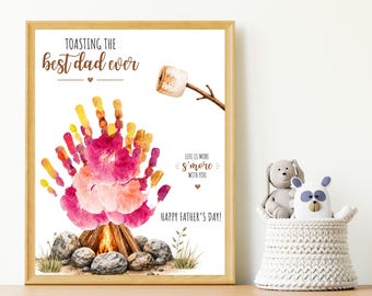 Father's Day S'mores Handprint Art, Dad Ever Campfire Card (Digital Download)