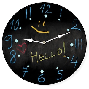 Kids Blackboard Wall Clock – Draw & Write Chalk Clock for Nursery
