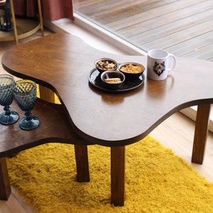 Modern coffee table, Unique coffee table, Oval coffee table, Coffee table for living room, Solid Wood Coffee Table Modern Scandinavian Style image 2