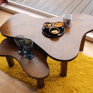 Modern coffee table, Unique coffee table, Oval coffee table, Coffee table for living room, Solid Wood Coffee Table Modern Scandinavian Style image 1