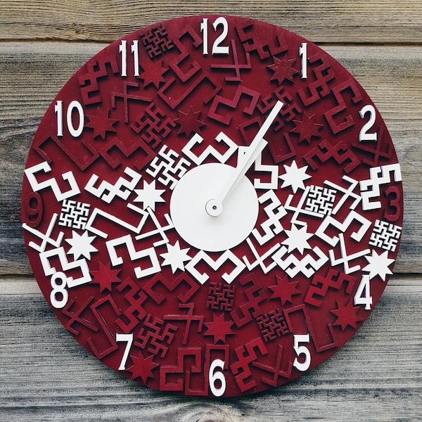 WALL CLOCK 11.8"/ Latvian / Wooden wall clock / latvian gift / Large wall clock / Unique wall clock / Vintage wall clock / Retro wall clock