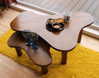 Modern coffee table, Unique coffee table, Oval coffee table, Coffee table for living room, Solid Wood Coffee Table Modern Scandinavian Style