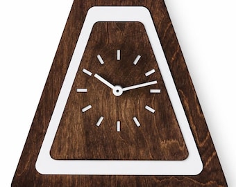 Triangle Wooden Wall Clock – Silent Modern Farmhouse Wood Clock