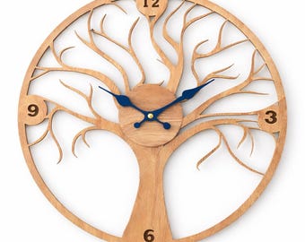 Tree of Life Wooden Wall Clock 15.7” Rustic Farmhouse Nature Home Decor