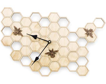 Honeycomb Bee Wall Clock – Beekeeper Gift Decor