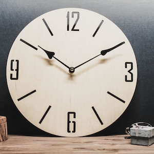 Minimalist WOOD WALL CLOCK / Lasercut / House Warming Gifts / White Clock / Silent clock / Wooden wall clock / Wooden Wall Décor / Modern