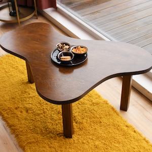 Modern coffee table, Unique coffee table, Oval coffee table, Coffee table for living room, Solid Wood Coffee Table Modern Scandinavian Style image 7