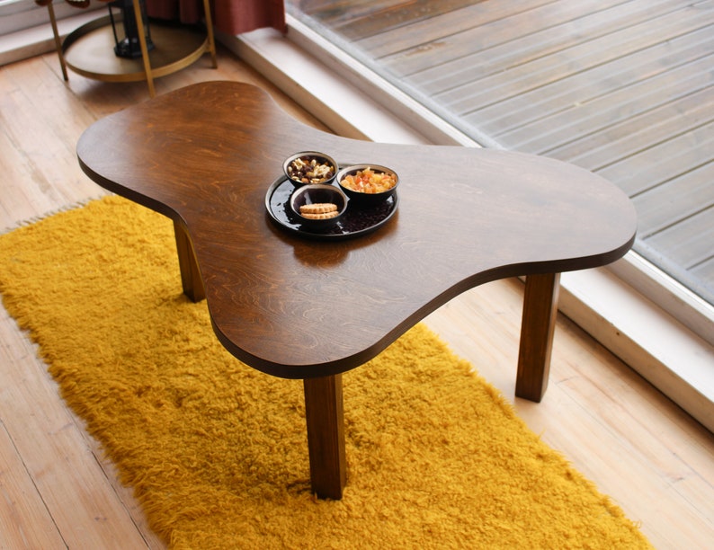 Modern coffee table, Unique coffee table, Oval coffee table, Coffee table for living room, Solid Wood Coffee Table Modern Scandinavian Style zdjęcie 7