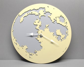 Moon clock 15.7" / Large wall clock / Moon wall hanging / Astronomy decor / Astronomical clock / Witchy decor / Lasercut / Space themes