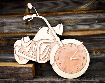 Bike clock / Wood wall clock / Large wall clock / Bike ornament / Garage clock / Best dad ever / modern clock / farmhouse wall clock