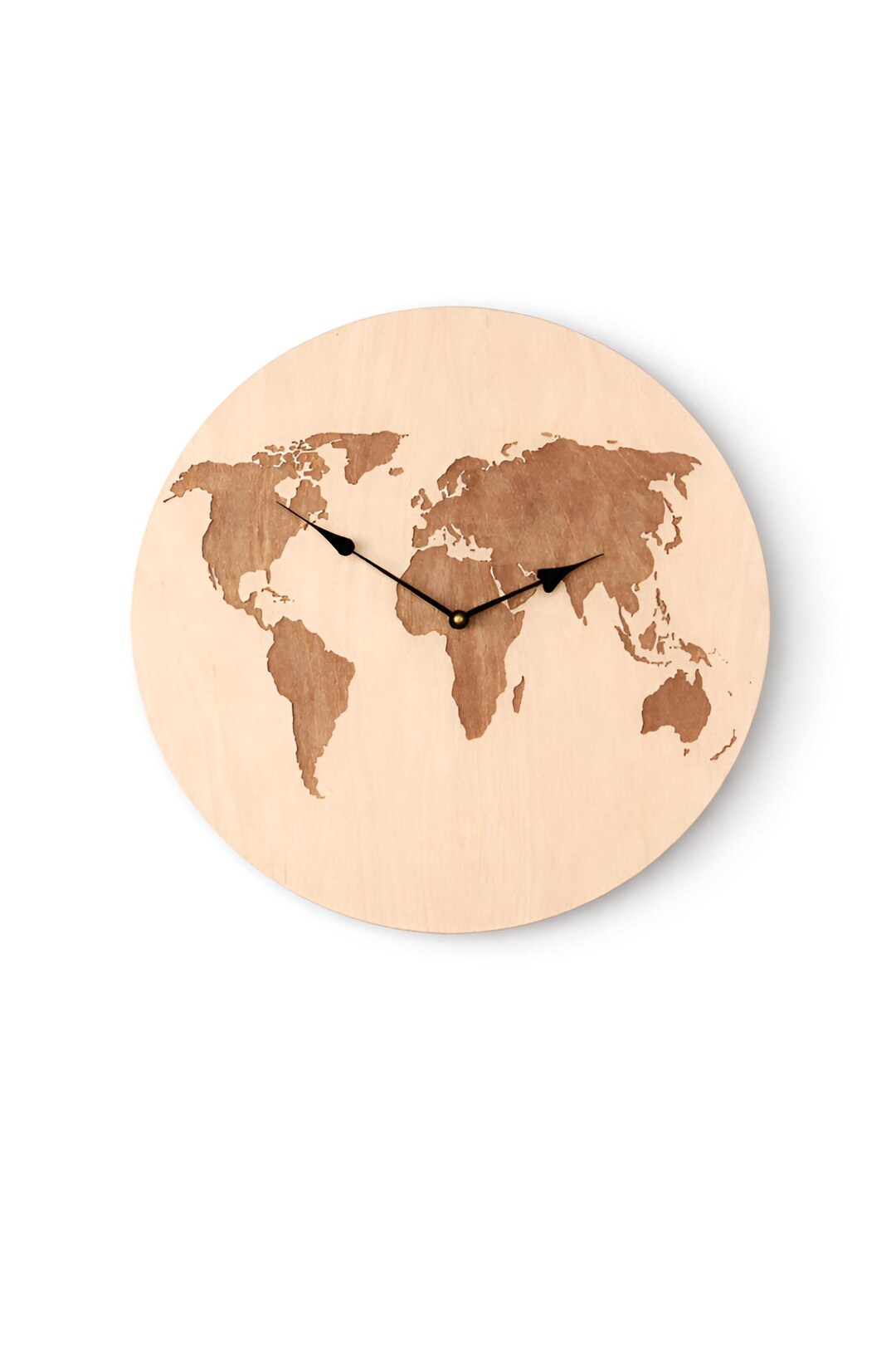 World Map Wooden Wall Clock 15.7” Travel Decor Rustic Farmhouse ...
