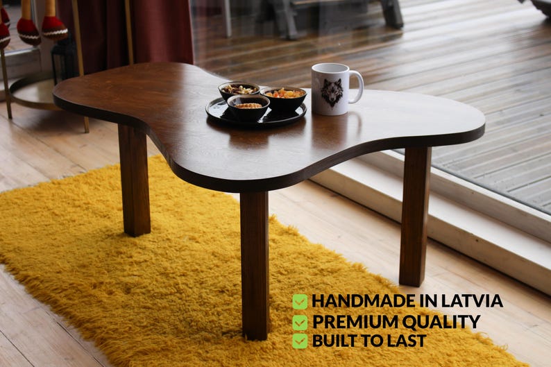 Handmade wooden coffee table set of 2 for modern living room decor