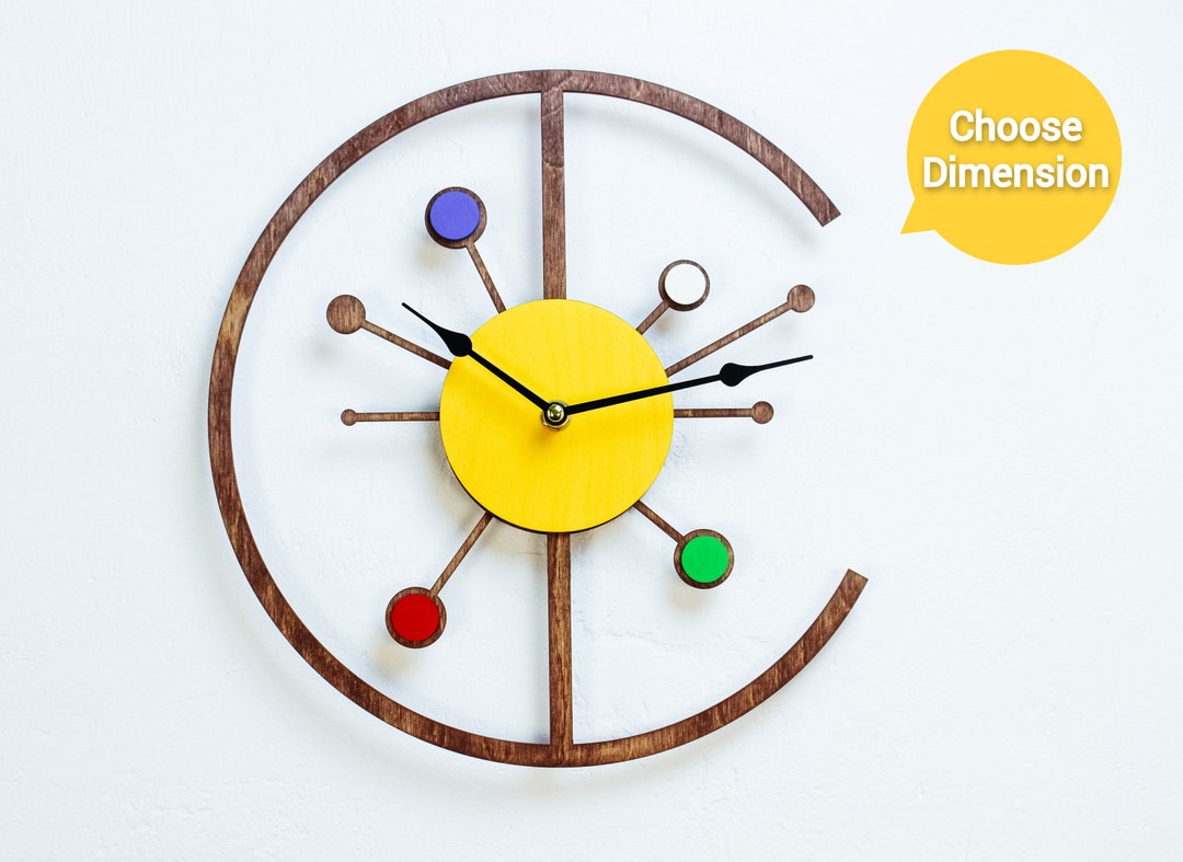 Starburst Wood Wall Clock / Atomic Wall Clock / Solar System Wall Art