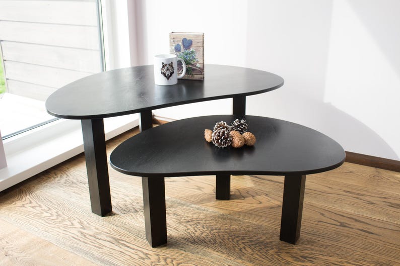 Black Modern Coffee Table, Unique Coffee Table, Oval Coffee Table