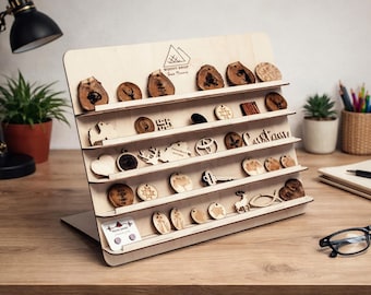 Sieradenstandaard met aangepast logo - Organizer voor houten ambachtelijke beursverkoper