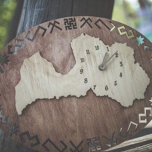 Latvia map / WALL CLOCK / Latvia / Wooden wall clock / Latvian gifts / Large wall clock / Silent wall clock / Unique wall clock / Wood clock