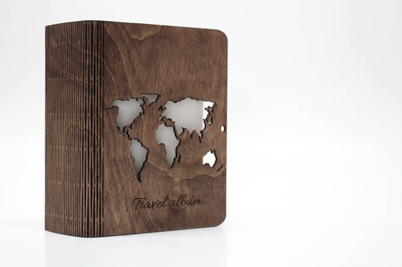 TRAVEL PHOTO ALBUM / Wedding Photo Book / Engraved Photo Album / Wooden Photo Album / Engraved / Album for 100 Photos / Lasercut wood / Gift image 3